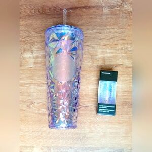 Starbucks Christmas Prism/Iridescent Tumbler SET with matching keychain ornament